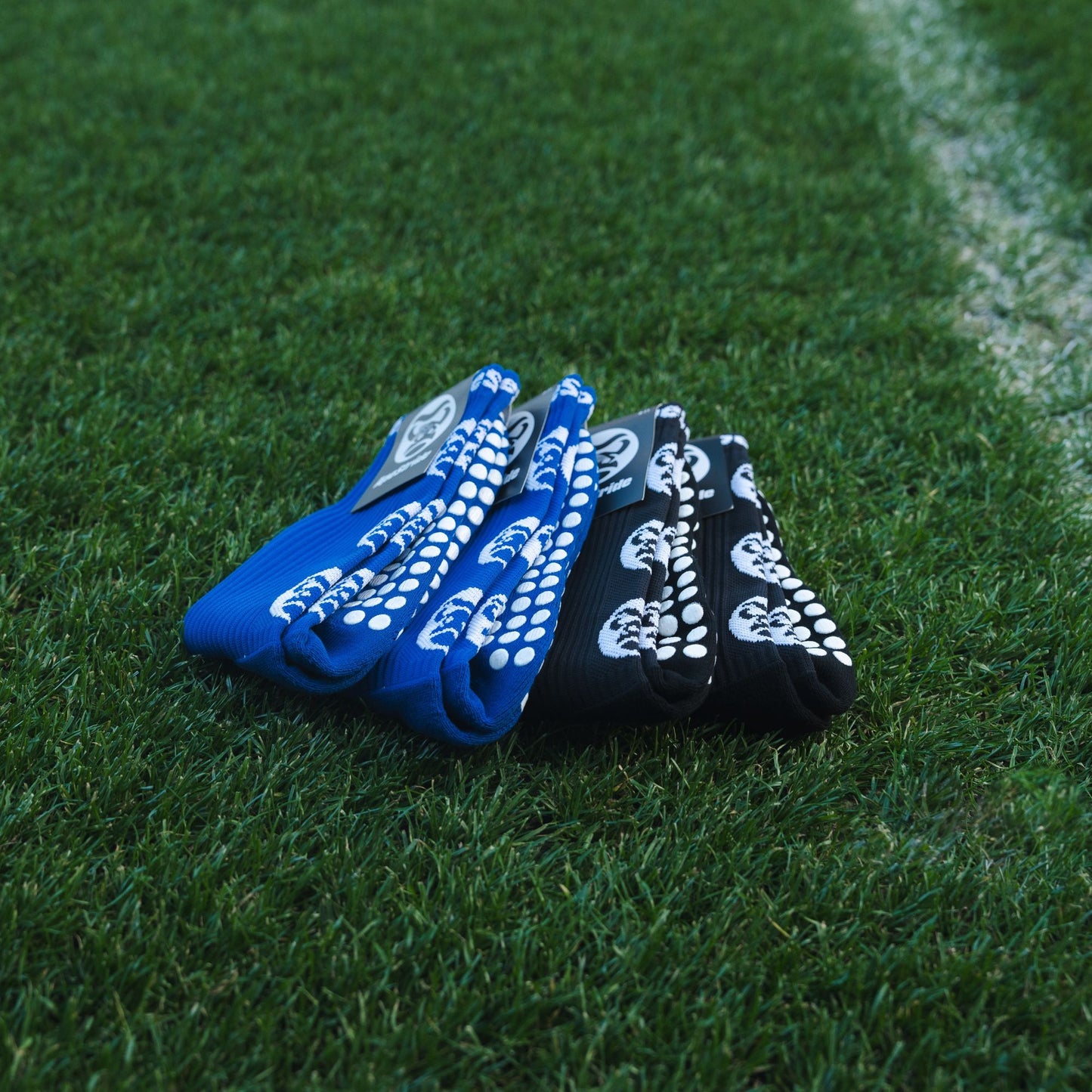 Blue & Black 4 Pack Sports Grip Socks Bundle