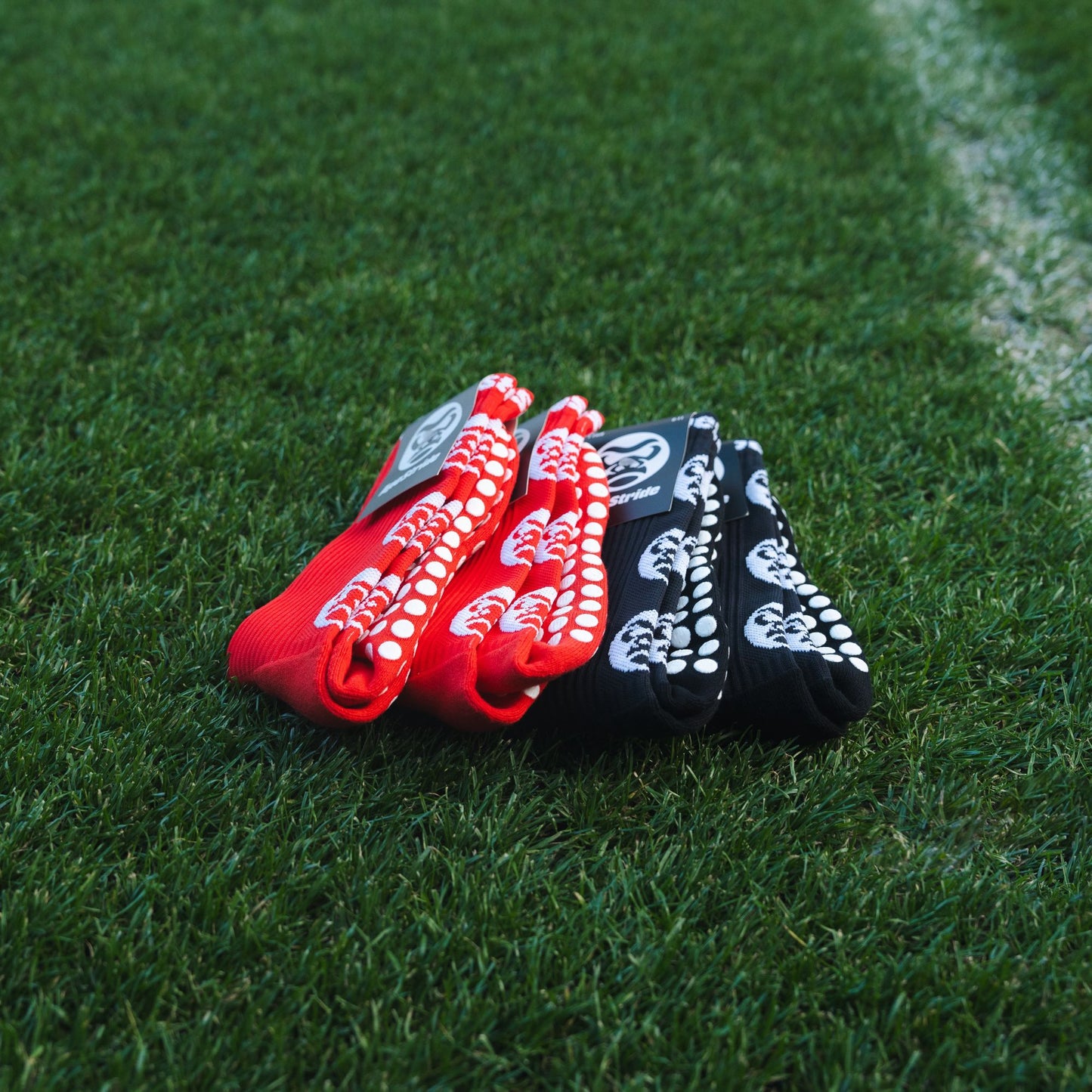 APE STRIDE black and red sports grip socks for adults and kids