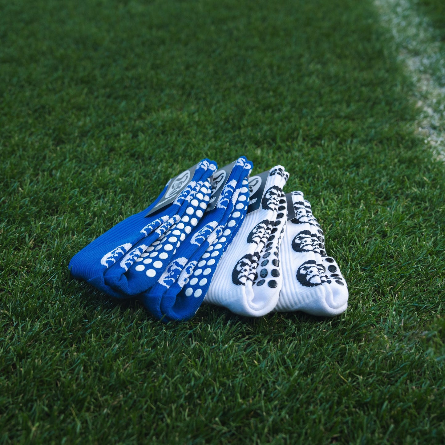 Blue & White 4 Pack Sports Grip Socks Bundle