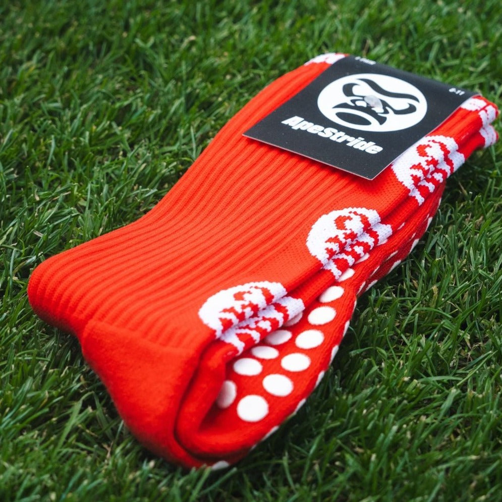 Red Sports Mens Grip Socks