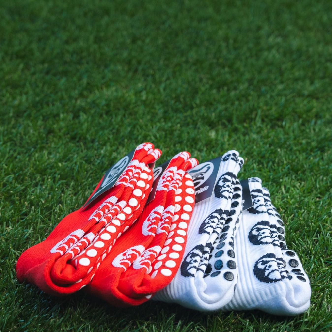 Red & White 4 Pack Sports Grip Socks Bundle